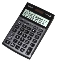 Silver and black CASIO JS-20WK calculator with Japanese keys and visible model marking